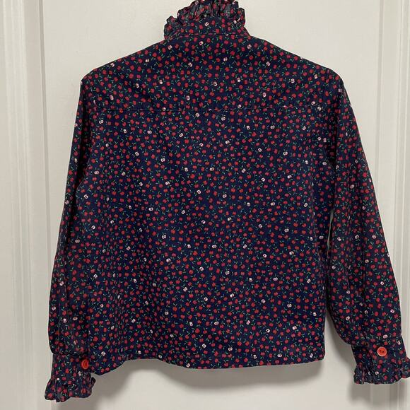 Vintage Her Majesty Girls Ruffle Apple Print Blouse Rare Made In USA Size 4 - Picture 4 of 10